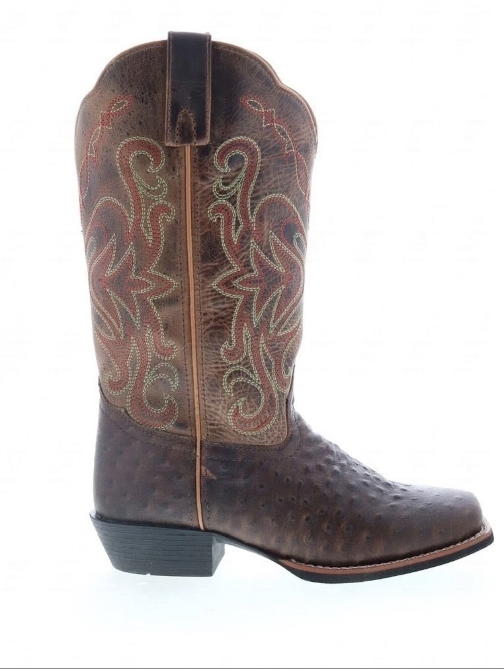Smoky Mountain Belle Ostrich Print Western Boots Size 10.5 Brown Crackle GUC